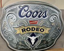 RARE Coors Banquet Rodeo Belt Buckle Western Bar Sign Tin Metal Large 35x28” picture