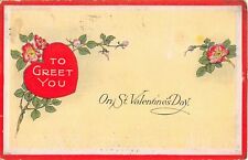 Wild Roses With a Heart on 1917 St. Valentine's Day Postcard - No. 2801 picture