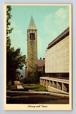 Ithaca NY-New York, Cornell University Library and Tower, Vintage Postcard picture