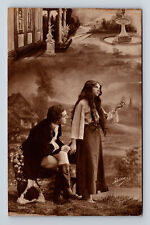 RPPC French GRISA Portrait Man Woman Drama Theater Costumes 3 Point Hat Postcard picture