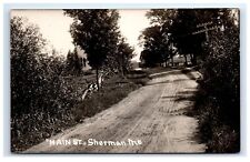 Postcard Main Street, Sherman, Maine ME church in distance RPPC H10 picture