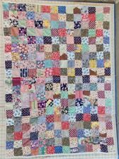 1930s Feedsack Patchwork Quilt Novelty Fabric Tied Summer Quilt Crib Lap Baby picture