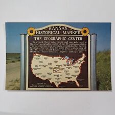 Kansas Historical Marker Center Of Contiguous 48 States Vintage Chrome Postcard picture