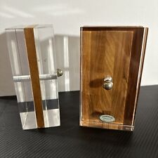 RARE 1960’s MCM Ritts Astrolite Lucite, Metal & Wood Desk Accessories Book Ends picture