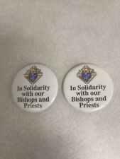 2- Vintage K of C In Solidarity With Our Bishops and Priests Round Buttons picture