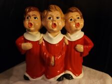 Vintage 1970s Choir BoysTrio Christmas Ceramic Painted Figure 9.5 x 10 picture