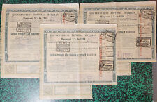 Ottoman Imperial Government Deco Lot of 3 Provisional Certificates 500 F - 1914 picture