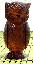 Vintage Amber Hard Plastic Owl Figurine Made in Hong Kong 2