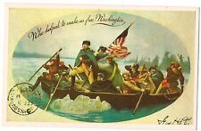 Who Helped to Make Us Free WASHINGTON Crossing Delaware REPRO Postcard  picture