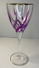 Venetian Carnevale Crystal Hand Painted Wine Glass  Gold Trim Set Of (1) picture