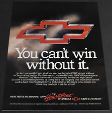 1991 Print Ad Chevrolet Chevy You Can't Win Without It NASCAR Racing Art America picture
