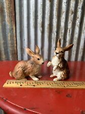 Vintage Pair Of LEFTON Brown Rabbit Figurines EASTER Bunny H6664 Japan 1960’s picture
