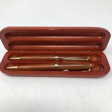 Vintage Set of Two Michael C. Fina Fifth Avenue Wood Pens in Original Box, MINT picture