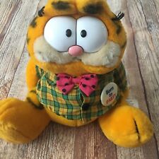 Dakin GARFIELD Born to Party Plaid Shirt 1978 1981 Plush Orange Tabby Cat Button picture