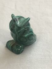 Malachite Handmade Carved Owl Minature Green and Black Smooth Finish Very Artsy picture