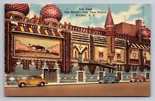 Side View World's Only Corn Palace Mitchell South Dakota Unposted Postcard Linen picture