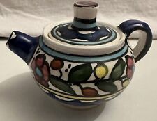 Hebron Hand Painted Ceramic Teapot Floral Flowers Palestinian Brightly Colored picture