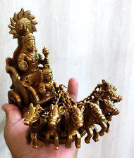 Antique The Lord Sun Chariot Surya Bhagwan Rath Brass Idol God Of Sun picture