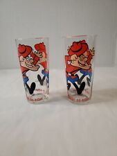 Pair Of Rare Late 70's P.A.T Ward Dudley Do-Right Red Letter Series Glass 6 1/2