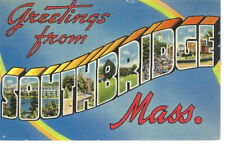 CM-402 MA Southbridge Greetings from Large Letter Linen Postcard Perkins Butler picture