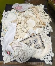Vintage Lace Crochet Dollies Table Runners Linens Muslin Fabric  picture