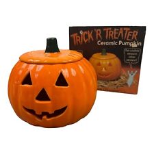 Vtg Halloween Trick R Treat Ceramic Pumpkin Jack O Lantern With Box Happy Face picture
