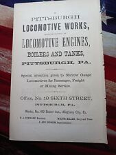1875 Print Ad PITTSBURGH LOCOMOTIVE WORKS Locomotive 🚂 Engines Railroad Train picture