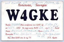 QSL CB Ham Radio Card W4GKE Warner Robins Georgia Vtg Peach County GA 1957 Card picture
