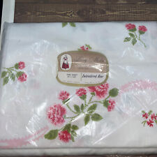 Vintage luxury muslin spring maid 100% cotton sheet 81x108  embroidered rose NOS picture