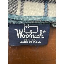 Woolrich Blue Plaid Wool Blanket 54x56 inches Made in USA Blue, Cream, Purple, A picture