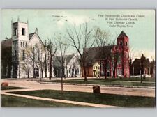c1909 Three Churches Side By Side Cedar Rapids Iowa IA Religious Postcard picture