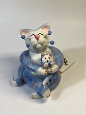 Rare Amy Lacombe Mom Holding Cat Baby Ceramic Custom Estate picture