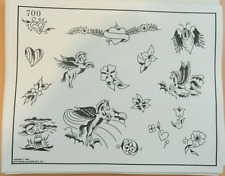Vintage 1983 Spaulding & Rogers Tattoo Flash Sheet #700 Pegasus Flowers Heart picture