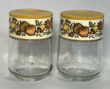 2 Vintage Gemco Spice of Life Glass Salt Pepper Spice Shakers - Harvest Gold picture