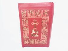 HOLY BIBLE 1952 Catholic Home Edition Red Leather Illustrated Old Masters, Good picture