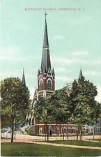 Jamestown New York~Railing, Trees, Utility Poles Before Methodist Church 1910 picture