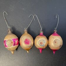 Lot  Of 4 Vintage Blown Glass Christmas Ornaments Hot Pink Gold picture