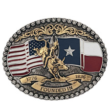 Montana Silversmiths Texas 1836 Usa Flag - Acc Buckle - A920 picture