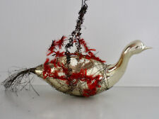 Larger ANTIQUE GLASS GERMAN GOLD SWAN WIREWRAPPED BIRD CHRISTMAS TREE ORNAMENT picture