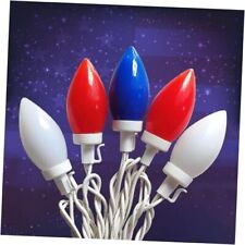 Red White and Blue Lights 4th of July Decorations, 25Ft C9 LED Patriotic  picture