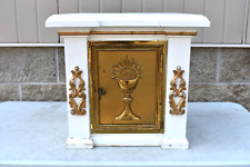 Older Wood Church Tabernacle with Brass Door and Frame w/ Key (CU361) chalice co picture