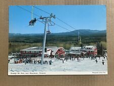 Postcard Manchester VT Vermont Bromley Mountain Ski Area Skiers Lift Vintage PC picture