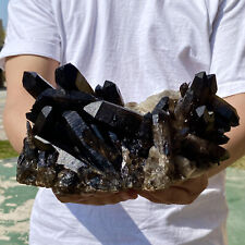 6.53LB Large Natural Smoky Black Quartz Crystal Cluster Raw Mineral Specimen picture