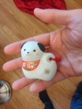 Japanese White Clay Lucky Dog Ornament Figure Good Luck Rich Made in Japan picture
