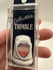 NEW OLD STOCK VINTAGE NAVY PIER COLLECTIBLE THIMBLE. WHITE PORCELAIN GOLD TRIM. picture