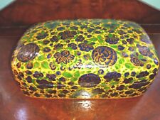 Vintage Lacquer Floral Hand Painted Paper Mache Trinket Box with Lid 6.5” x 4” picture
