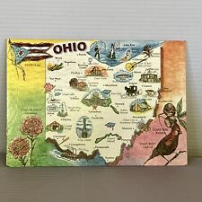 Postcard OH: Ohio - The Bukeye State, Map picture