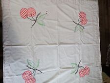 Vintage Embroidered Strawberries Small Tablecloth picture
