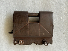 OLD VINTAGE HANDMADE PRIMITIVE RUSTIC IRON TRICKY PUZZLE PADLOCK WITH KEY, TP2. picture