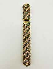 Vintage Perfume Applicator Gold Emeralds & Crystal Gems Swirl Pattern picture